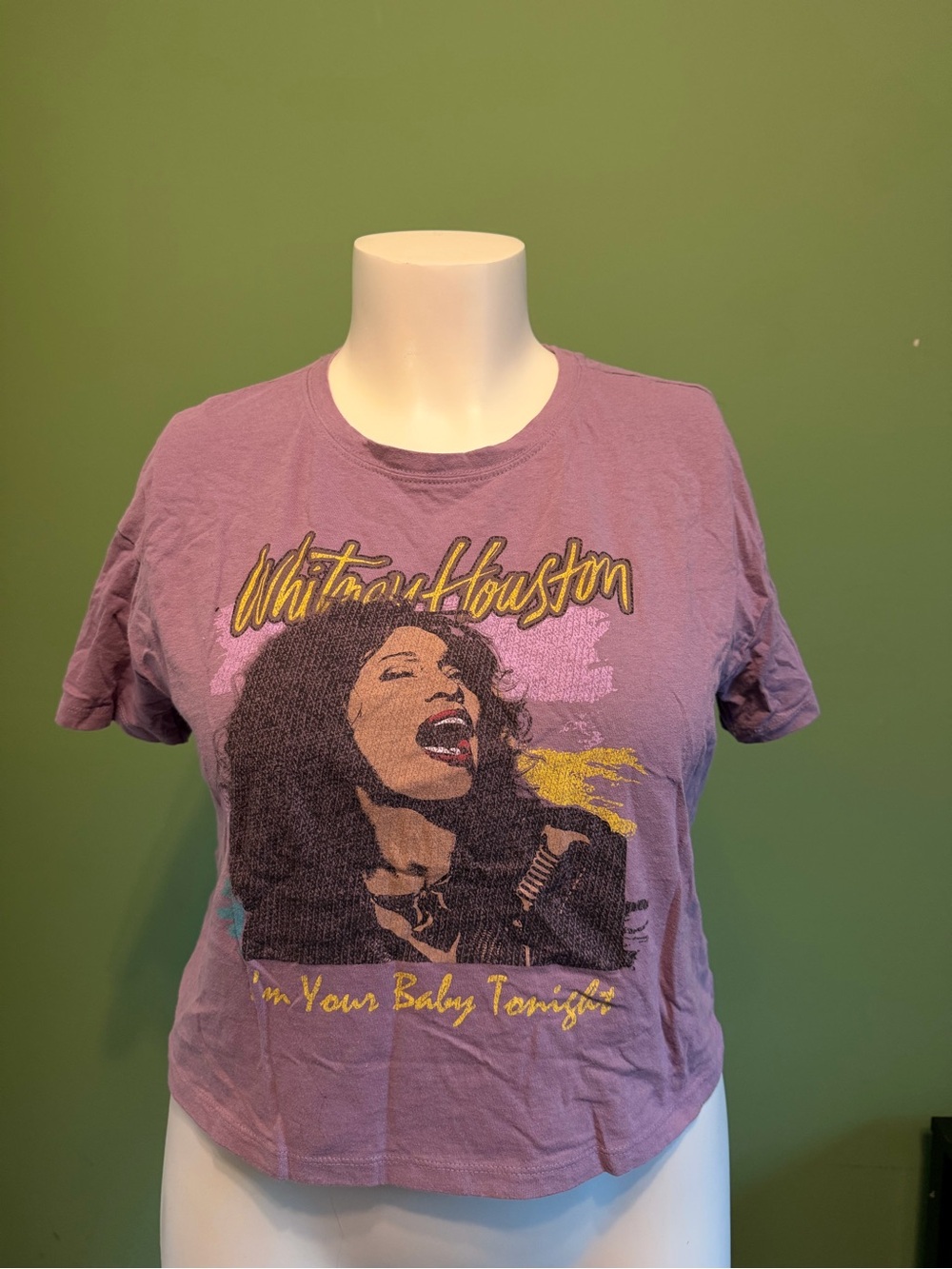Old Navy Lavender Whitney Houston Cropped Graphic Tee